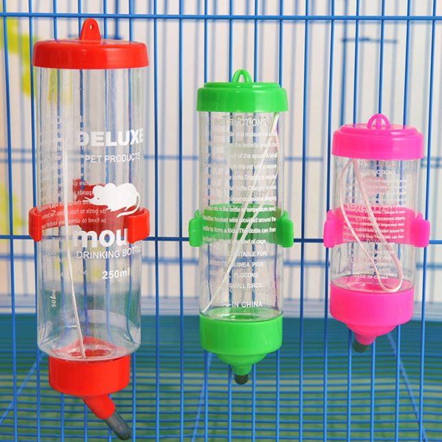 3 Size 80ml 125ml 250ml Cage Hanging Plastic Stainless Steel Guinea Pig Squirrel Rabbit Hamster Water Drinking Dispenser Feeder