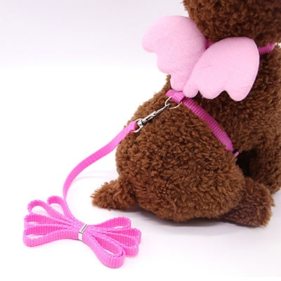 Cute Angel Wing Small Dog Cat Harness and Leash Set Adjustable Puppy Harness Nylon Strap Collar Pet Leads Walking Leash for Cats