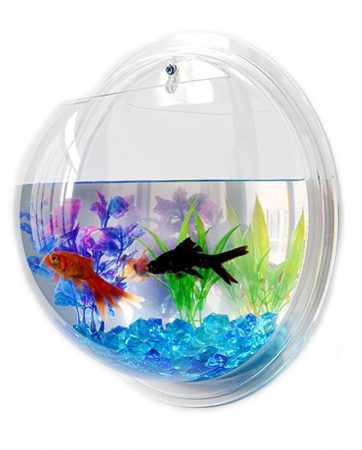 Pinsjar Acrylic Plexiglass Fish Bowl Wall Hanging Aquarium Tank Aquatic Pet Products Wall Mount Fish Tank for Betta fish