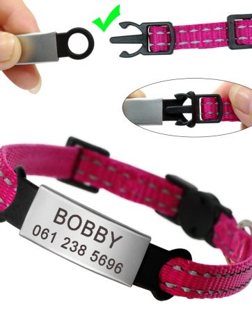 Nylon Cat Collar Personalized Pet Collars With Name ID Tag Reflective Chihuahua Kitten Collars Necklace For Pets Dog Accessories