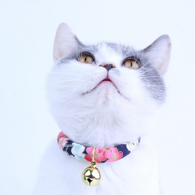 Japanese Style Cat Collar With Bell 8"~16" Adjustable Range Cotton Collar Kitten Puppies Cute Collar
