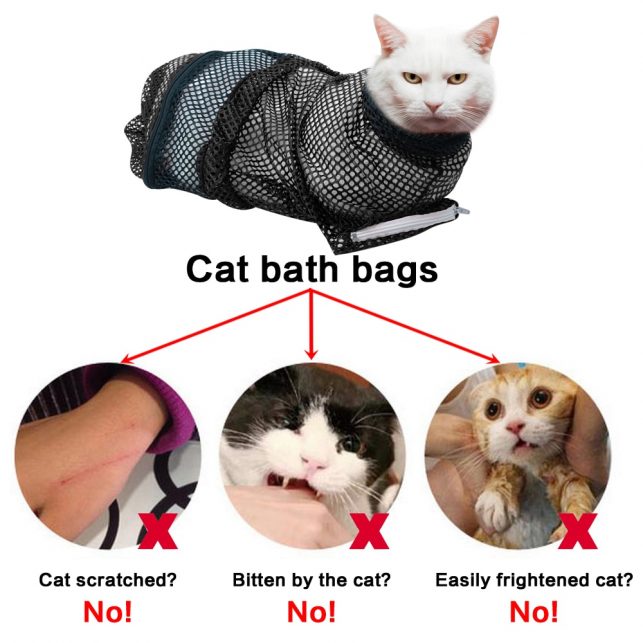 Mesh Cat Grooming Bath Bag Cat Supplies Washing Bags For Pet Bathing Nail Trimming Injecting Anti Scratch Bite Restraint