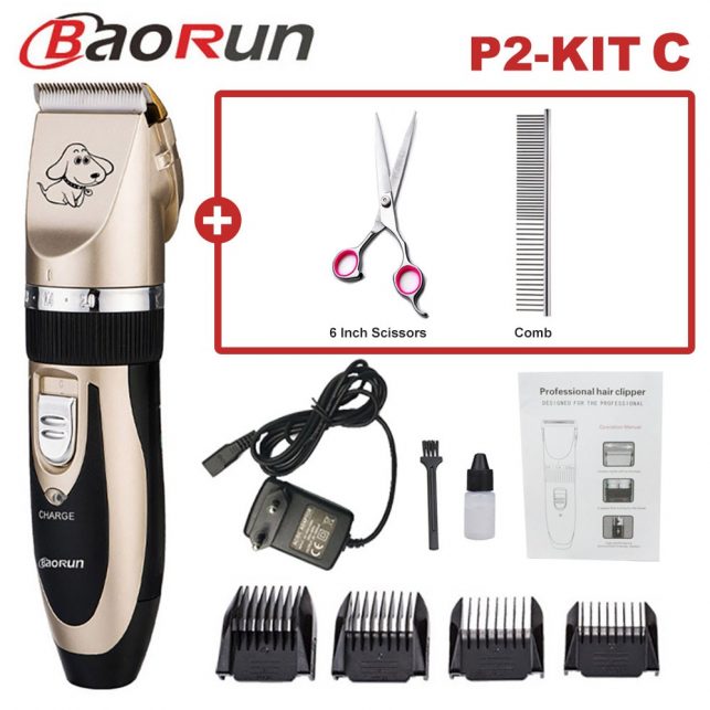 Baorun Professional Pet Dog Hair Trimmer Animal Grooming Clippers Cat Cutter Machine Shaver Electric Scissor Clipper 110-240V AC