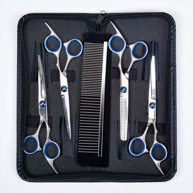 6 inch Pet Grooming Scissors Set Straight Curved Dog Cat Cutting Thinning Shears Kit Tesoura Para Hair Thinning Shears