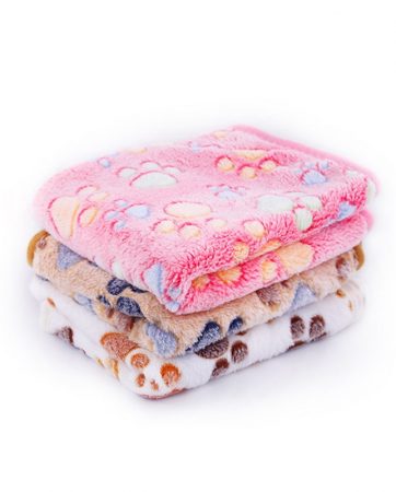 3 Colors 40x60cm 75x50cm Cute Floral Pet Sleep Warm Paw Print towel Dog Cat Puppy Fleece Soft Dog Blanket Pet Dog Beds Mat